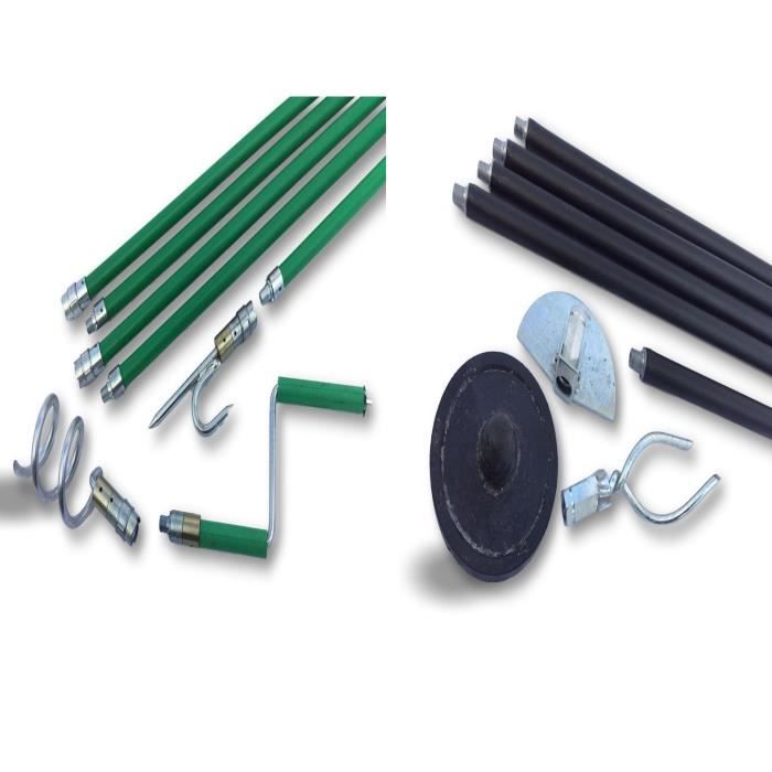 Kit combo cannes de curage déboucheur canalisations - Ø 45 à 95 mm - Débouchage ou curetage par rotation système kibloc et principe