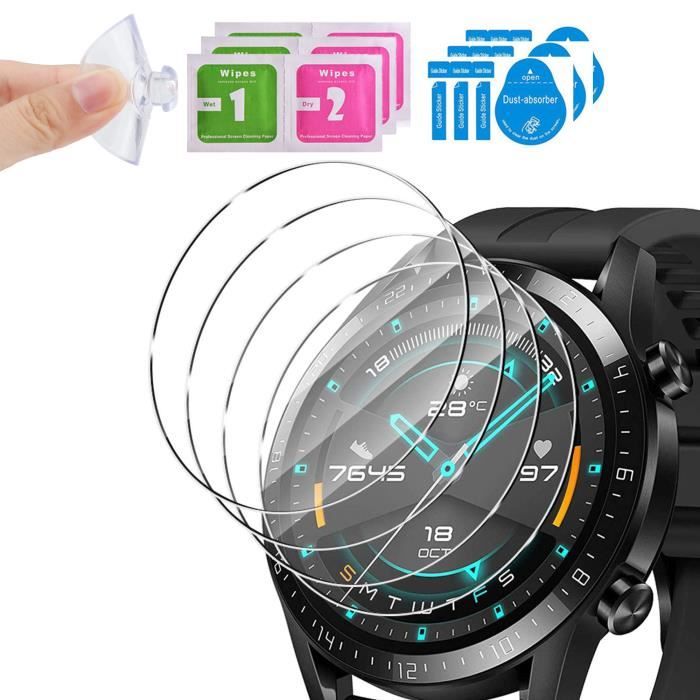 Films de protection écran Verre Trempé Compatible pour Huawei Watch GT 2 46mm [5 Pack] Qualité Supérieure Montre Film Protecteur