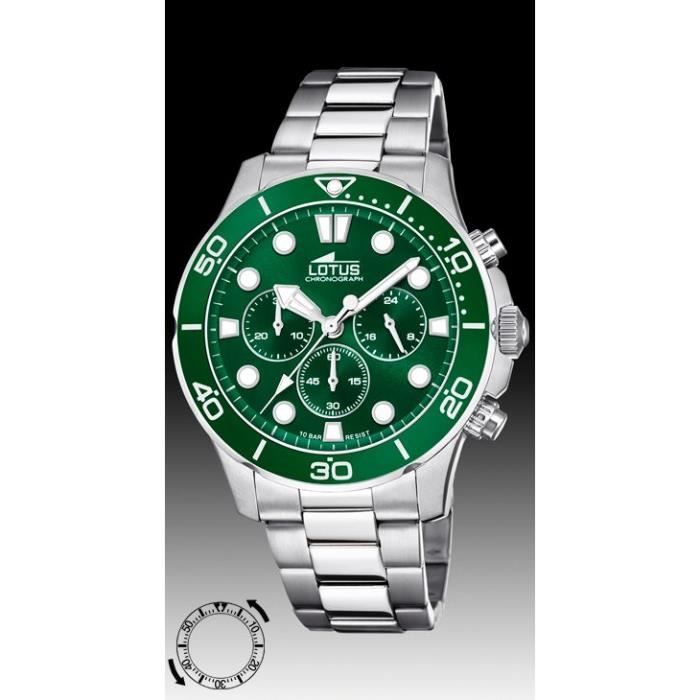 Lotus homme chronographe 18756/2 acier cadran fond vert