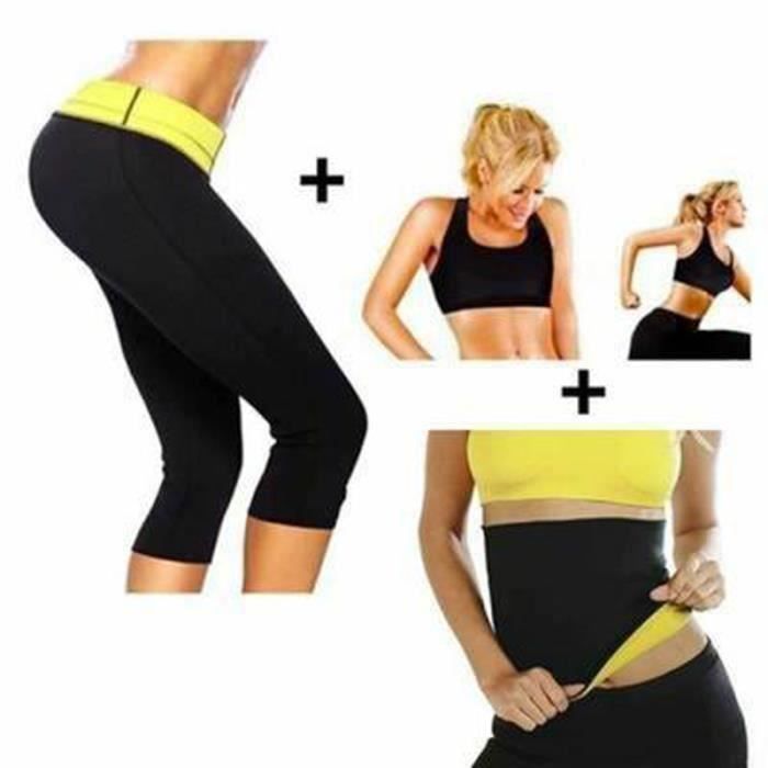 Ensemble Pantalon + Gilet +Ceinture De Sudation Intensive Sauna Minceur Sportif Taille S