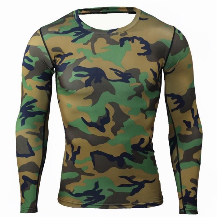 Combinaison de Compression Pour Homme Séchage Ultra Rapide Tee Shirt À Manche Longue De Running Fitness Gym Tops,Vert2