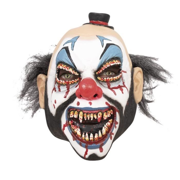 MASQUE CLOWN SANGUINOLENT INTÉGRAL LATEX BLANC