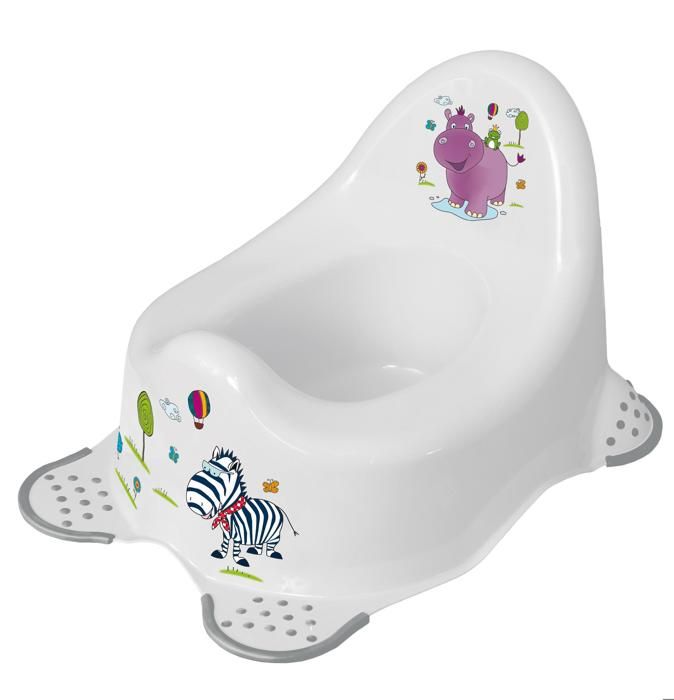 MILL'O BÉBÉ Vase de Nuit Blanc à Pieds Antidérapants Violet Décor Hippo