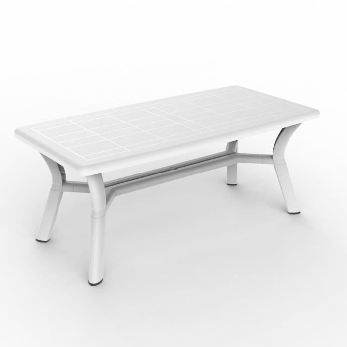 RESOL Table de Jardin Exterieur 180x90 cm Couleur blanc Tables à manger de jardin Patio Protection UV