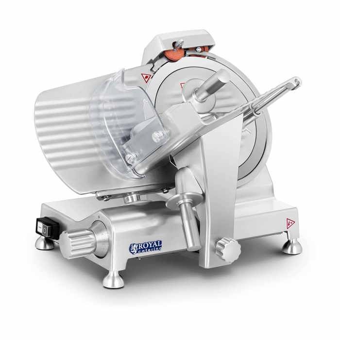 Trancheuse à jambon fromage Royal Catering Épaisseur de coupe 0-12mm Diamètre des lames 250mm 180W 40x48x37cm RCAM-250EXPERT