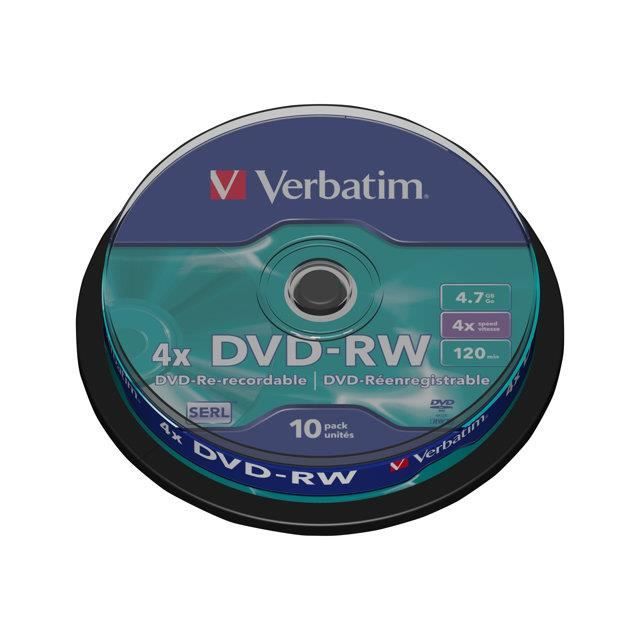 VERBATIM DVD-RW SERL 4X 4.7GB MATT SILVER SURFACE - Spindle 10