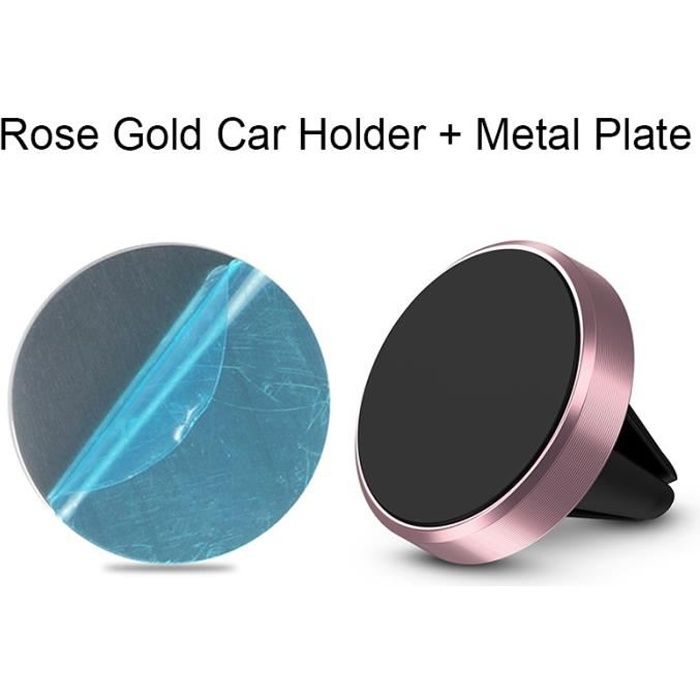FIXATION TELEPHONE,Rose Gold--Support magnétique de voiture, trou de Ventilation rotatif à 360 °, adapté à la Navigation GPS, aimant
