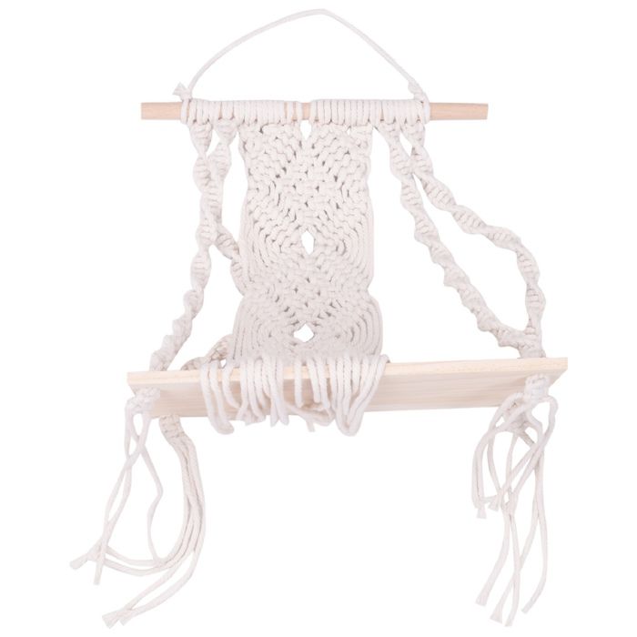 Dremisland Tenture Murale Macramé Boho Géométrique Beige Gris Avec Glands 70x40 Cm