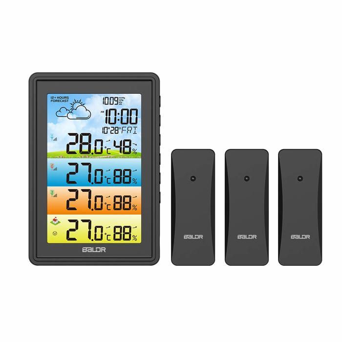 Thermomètre Intérieur Extérieur Capteur Station Météo Numérique Sans Fil - Thermomètre Intérieur/extérieur, Capteur à Distance 36 M, écran Clair Station Meteo Maison Precision