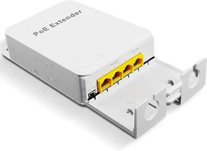 MokerLink Extenseur PoE Extérieur 5 Ports, IEEE 802.3 Af-at-bt Répéteur PoE 90 W, 10-100 Mbps, 1