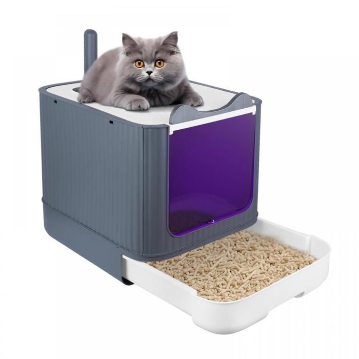 Comparer les prix de MIPAN Bac Litiere pour Chat, Litière fermée pour chat - Désinfection UV Plateau amovible et pelle