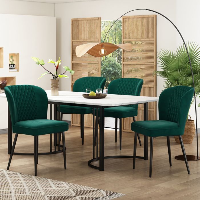 Ensemble Table de Salle à Manger avec 4 ChaiseStable de Cuisine Moderne Chaise Rembourrée avec Dossier