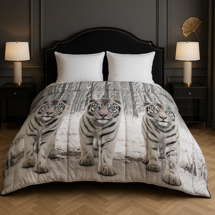 Couette - MORTREUX - Tigre - 240x260 cm - Mi saison - 350g/m² fibre siliconée