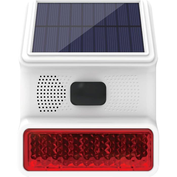 Sirène dalarme Sirène extérieure Solaire avec Fonction de lumière Clignotante LED Sirène extérieure sans Fil 433 MHz