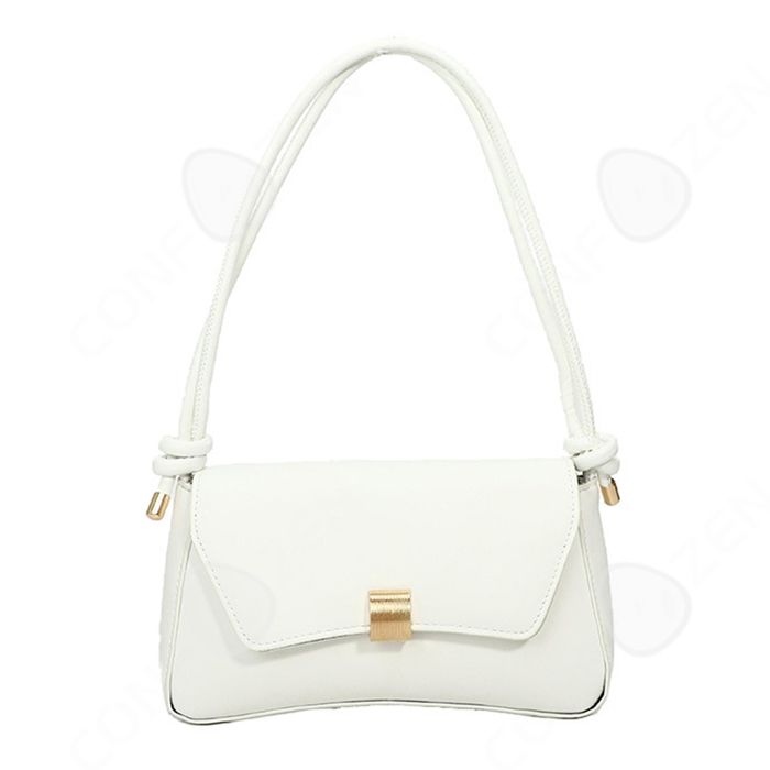 Sac à Main Bandoulière Femme En Similicuir Blanc Matelassé - Fermoir Tournant Doré - Taille Moyenne - Neuf Sans étiquettes