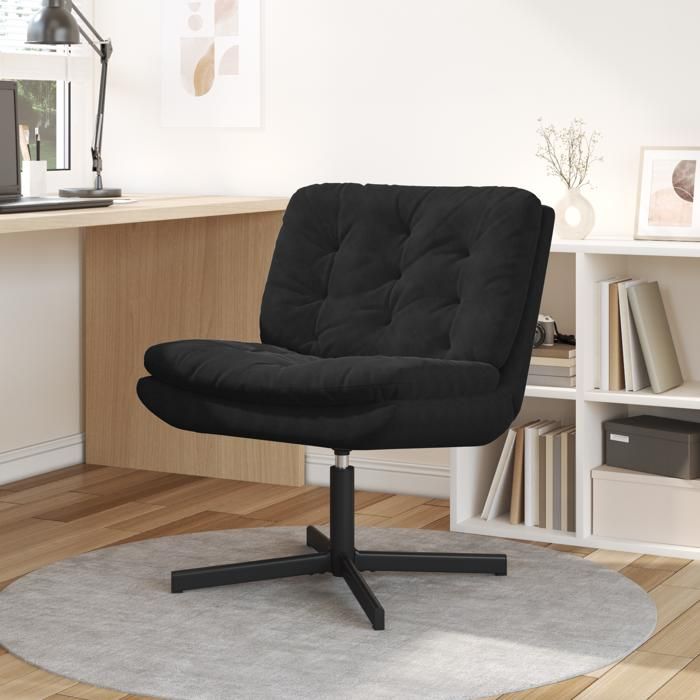 Moderne Fauteuil relaxant - Fauteuil individuel relax pivotant Noir 63 x 75 x 76 cm Velours@FR(2762473)