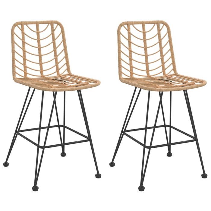 Tabourets de bar lot de 2（Pack de 2) 45x56x103 5cm Résine tressée et acier - 45x56x103 5 cm &prime523697