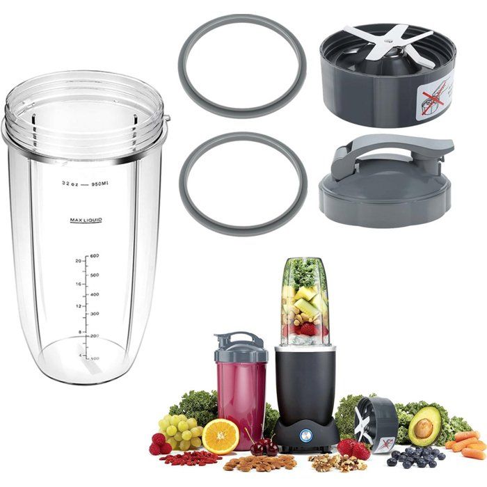 Kit de rechange pour blender Nutribullet (bol et lames) - 5 pièces - Compatible avec les blenders Nutribullet 600 W/900 W - Accessoi