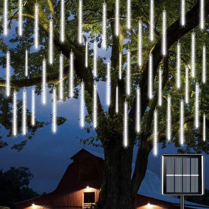 Lumières Solaires de Pluie de Météores Tubes de 30 cm 8 Tubes Guirlandes Lumineuses IP65 Imperméable Lumières de Noël Blanc