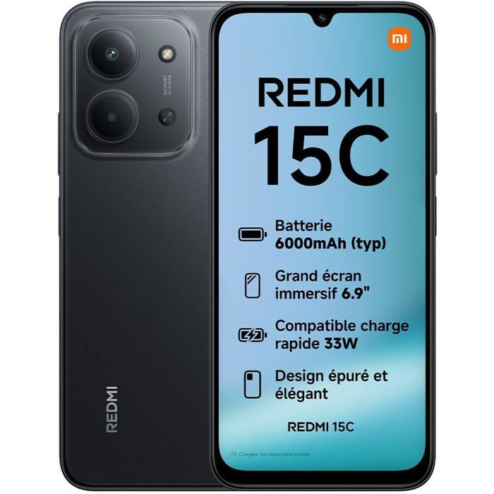 XIAOMI Redmi 15C Smartphone 4+246Go écran 6 9 Pouces 120Hz Design 7 99 mm MediaTek Helio G81 Ultra Batterie 6000 mAh Chargeur Non Inclus Version Française + de Garantie - vue 6