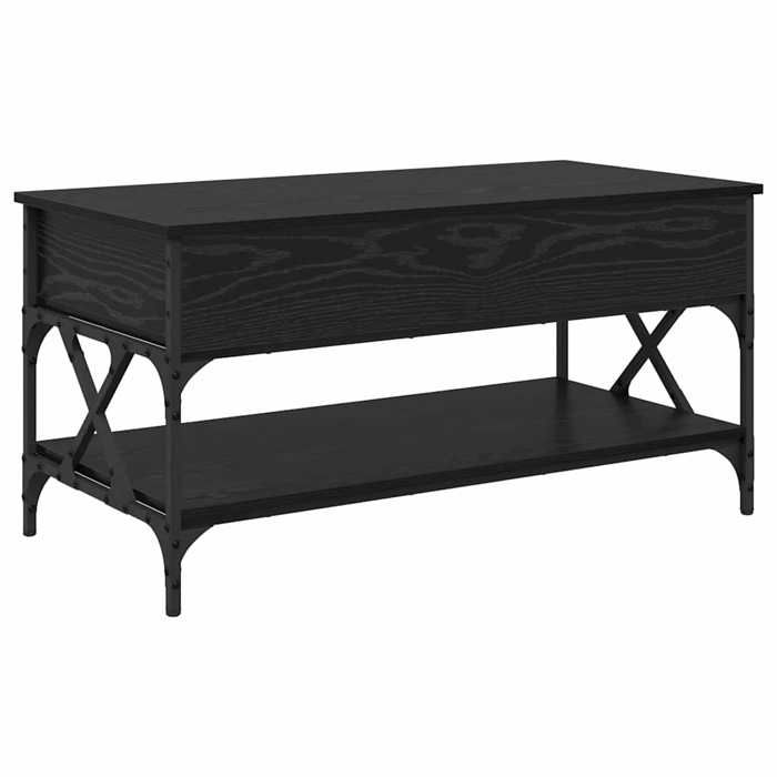 Table basse convertible - GKO - Chêne noir - 100x50x50 cm - Bois dingénierie - 1 étagère - Plateau relevable