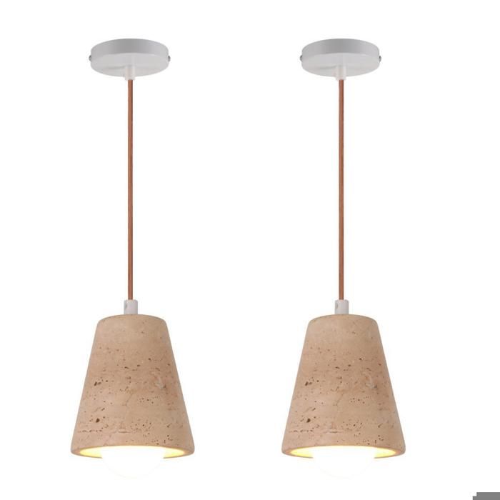 WOTTES Lot de 2 Lustres Suspensions Luminaire Vintage Créativité Ø11CM Ciment Abat-jour Décoration Lustre E27 Pour Cuisine Bar