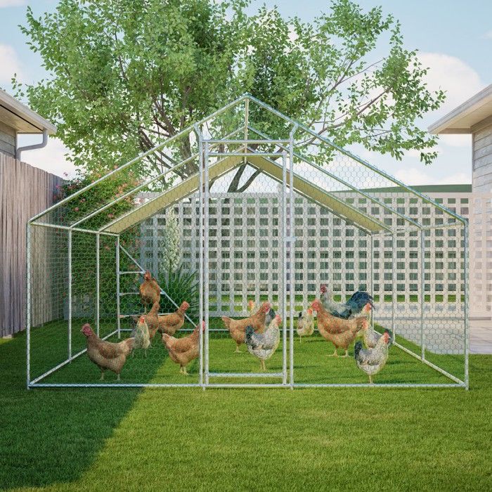 Meilleurs prix pour Poulailler volière professionnel métallique 3x6m renforcé avec toit et structure escalade - géant pour poules oies petits animaux