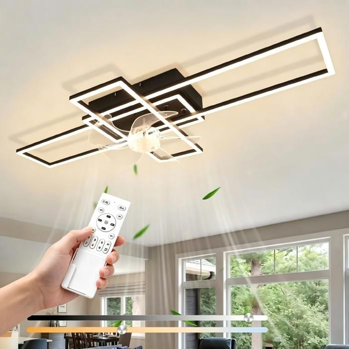 Ventilateur de plafond silencieux NETTLIFE avec éclairage LED 3000-6500K télécommande minuterie 6 vitesses chambre/salon 94 cm