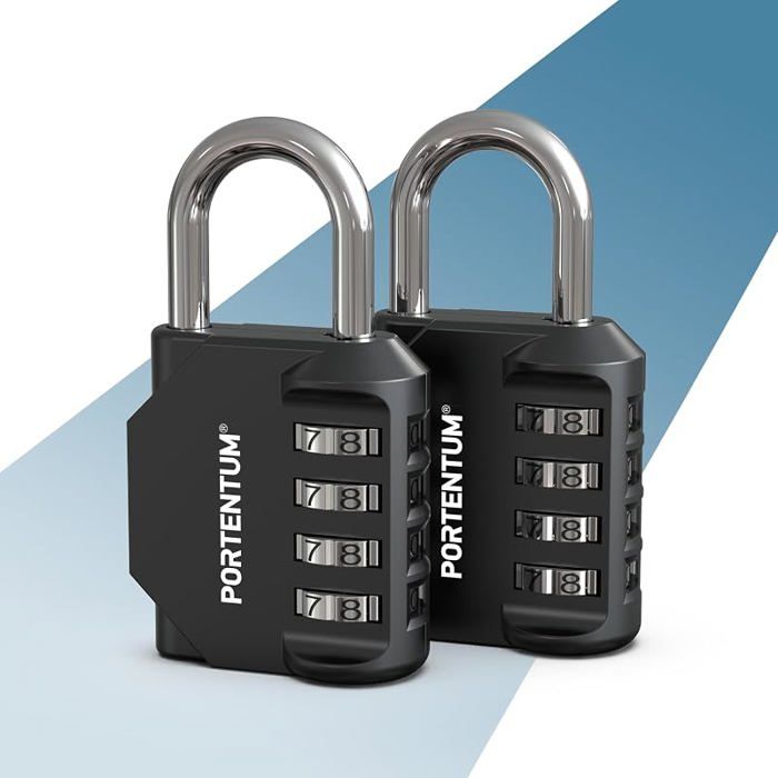 Cadenas code exterieur régble 4 chiffres Lot de 2 Cadenas casier avec corps en alliage de Noir 2 Unités