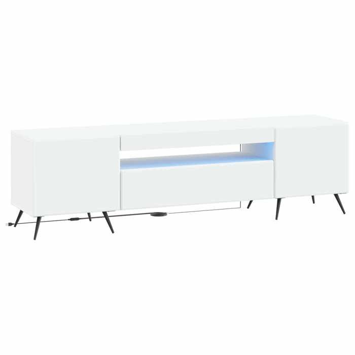 Elégance - Chic Support TV - Meuble HIFI - Meuble TV LED - Blanc - Bois dingénierie_0690507