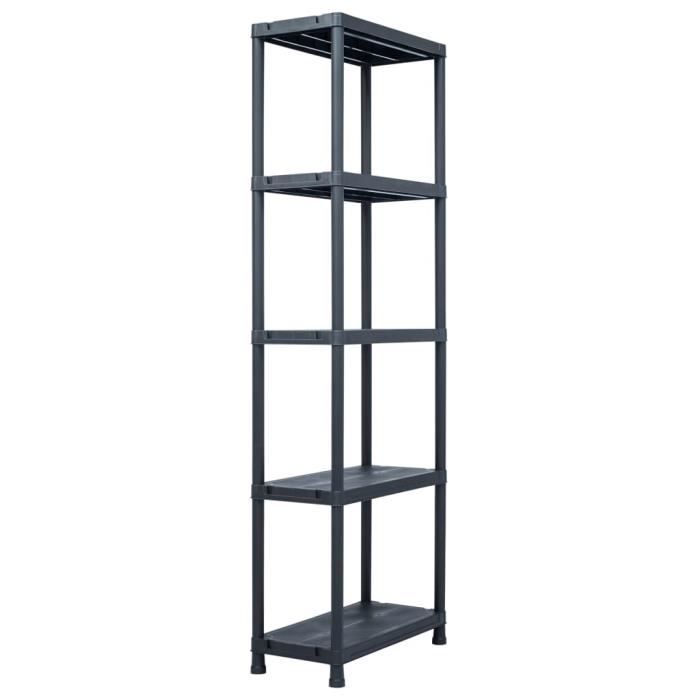 Étagère de rangement - AKOZON - Noir - 60x30x180 cm - Plastique - Capacité 125 kg