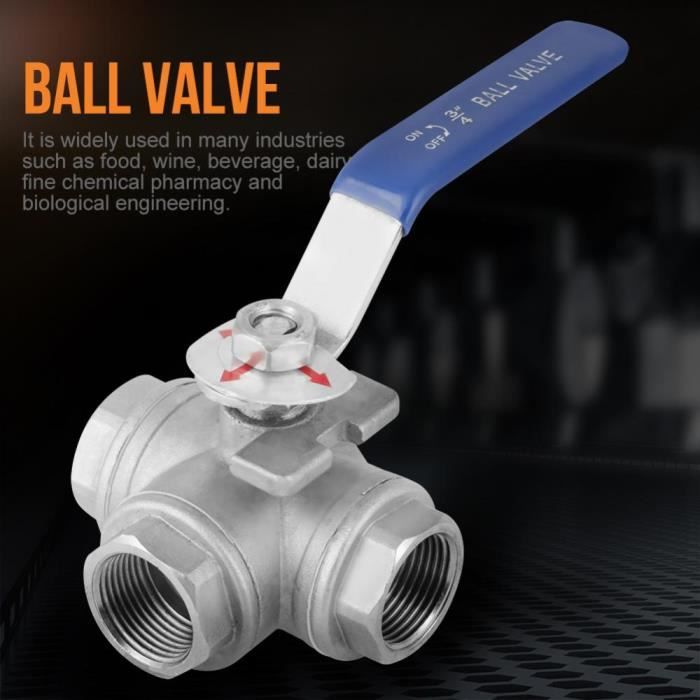 Vanne /à boisseau sph/érique en acier inoxydable SUS304 Vanne /à boisseau sph/érique femelle /à trois voies T-Type 3//4 DN20