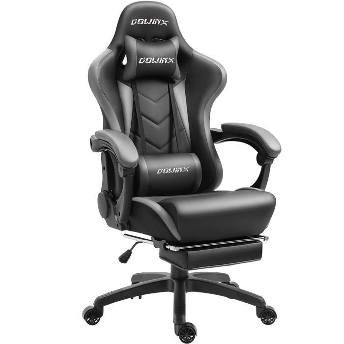 Chaise Gaming Ergonomique Blanche Avec Massage - Repose-pieds Et Accoudoirs