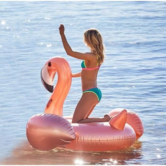 Bouée Géante Flamant Rose Gonflable XXL 115 Cm - Matelas Flottant Piscine Et Plage, Rose