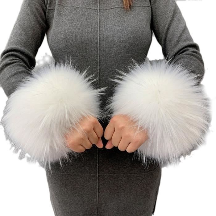 Chauffe-poignets/gants En Fausse Fourrure Blanc/rose - Marque Kat Croker - Fait Main Neuf