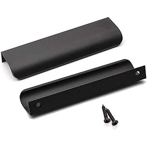 Drenky Poignée Meuble, Noir Mat Poignee De Meuble Cuisine En Aluminium Trou Distance 64mm Avec Vis Pour Placards, Tiroir, 2 Unités