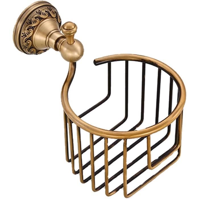 Porte-Papier Toilette Mural Rétro Laiton Antique - Support Rouleau WC Avec Porte-Téléphone, Style Vintage Élégant Pour Salle De Bain