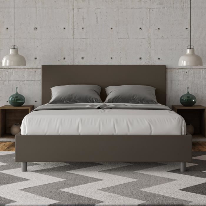 Lit double - Adele - 160x210 cm - Rembourré - Couleur cappuccino - Design élégant Lit double - Adele - 160x210 cm - Rembourré - Couleur cappuccino - Design élégant