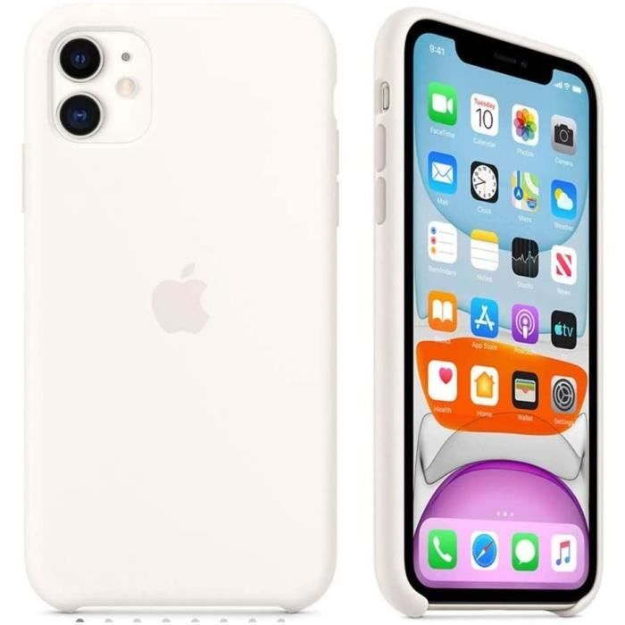 coque iphone 11 silicone liquide avec doux microfibre housse etui de protection anti choc gel case pour iphone 11 blanc cdiscount telephonie