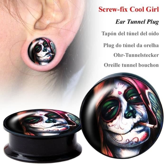 Bijoux Corps Naturel 2 Paires Tunnels D'oreille Bois 10mm - Double évasement - Bijoux Piercing Naturel Bouchons Oreille Bois