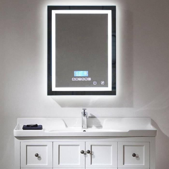 ao miroir mural miroir led lampe de miroir eclairage lumiere reglable 600x800mm achat vente miroir salle de bain cdiscount