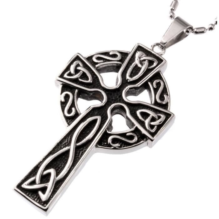 Craze Pendentif en acier inoxydable de haute noeuds croix celtique LOFPK