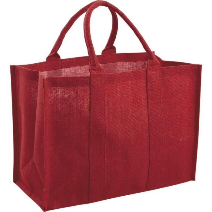 Sac cabas de course en jute plastifiée rouge Cdiscount Bagagerie