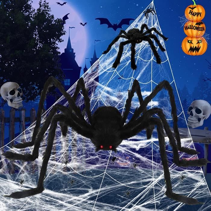 Araignée Géante Halloween OUOQI - 90cm Décoration Effrayante Intérieur/Extérieur
