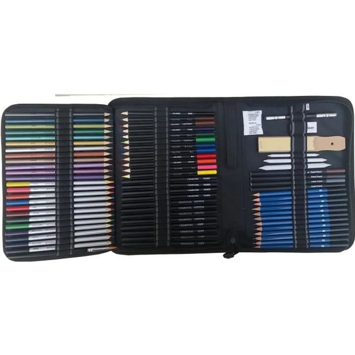 KIMIGO Kit Dessin 76 Pièces - Crayons Professionnels Avec Carnet Croquis Et Aquarelle Pour Artistes Débutants