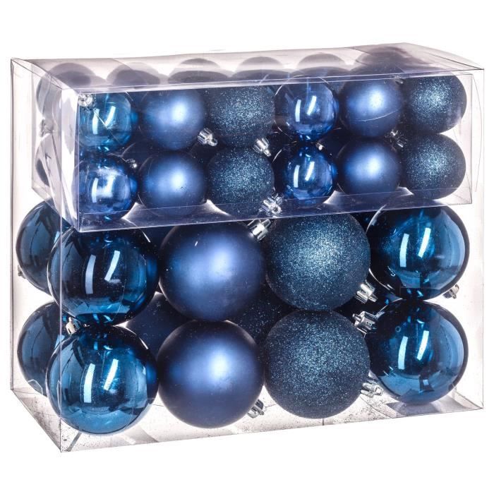 Kit déco pour sapin de Noël 52 Pièces Bleu nuit Cdiscount Maison