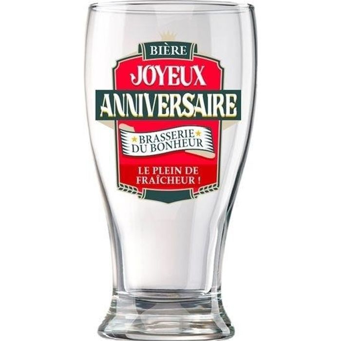 Verre A Biere Joyeux Anniversaire Chope Cdiscount Maison