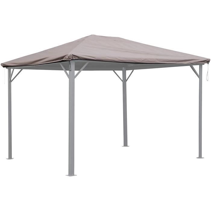 Toit De Rechange Gris 3x3m Pour Pergola Firenze - Polyester Imperméable Résistant UV
