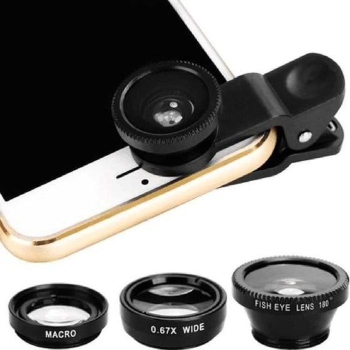 SeniorMar Objectifs universels durables de téléphone Portable 3 en 1 Fish Eye Smartphone Grand Angle Macro caméra lentille celulaire Kit 