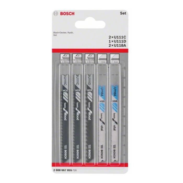 Bosch Lames de scie sauteuse set de 5 pièces système de queue universel 2608667855 - vue 2